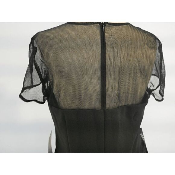 JS COLLECTION Women's Black Short Sleeve Illusion Neckline Sheath Dress 2 - Picture 9 of 12